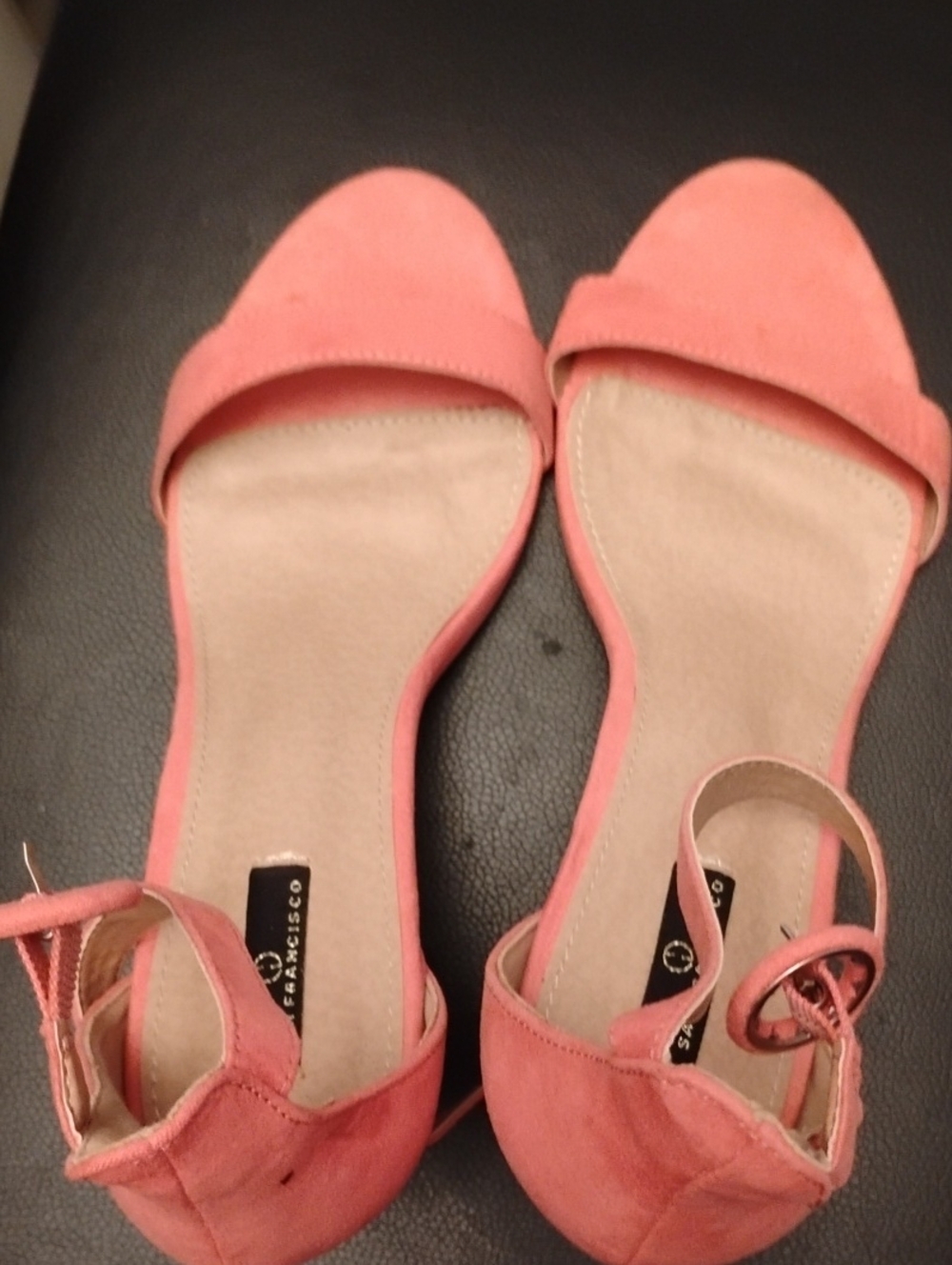 Ankle-Strap Coral Pink Flats with Open Toe